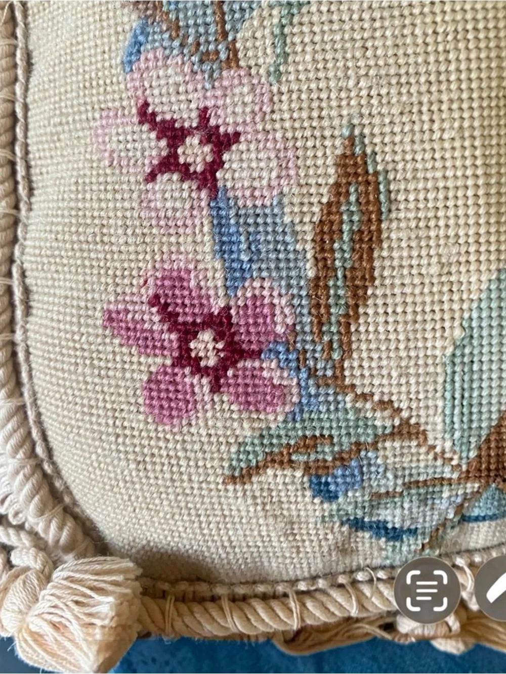 Vintage Needlepoint Throw Pillows – Set of 2 – Feather/Down Filled – 14” x 14”